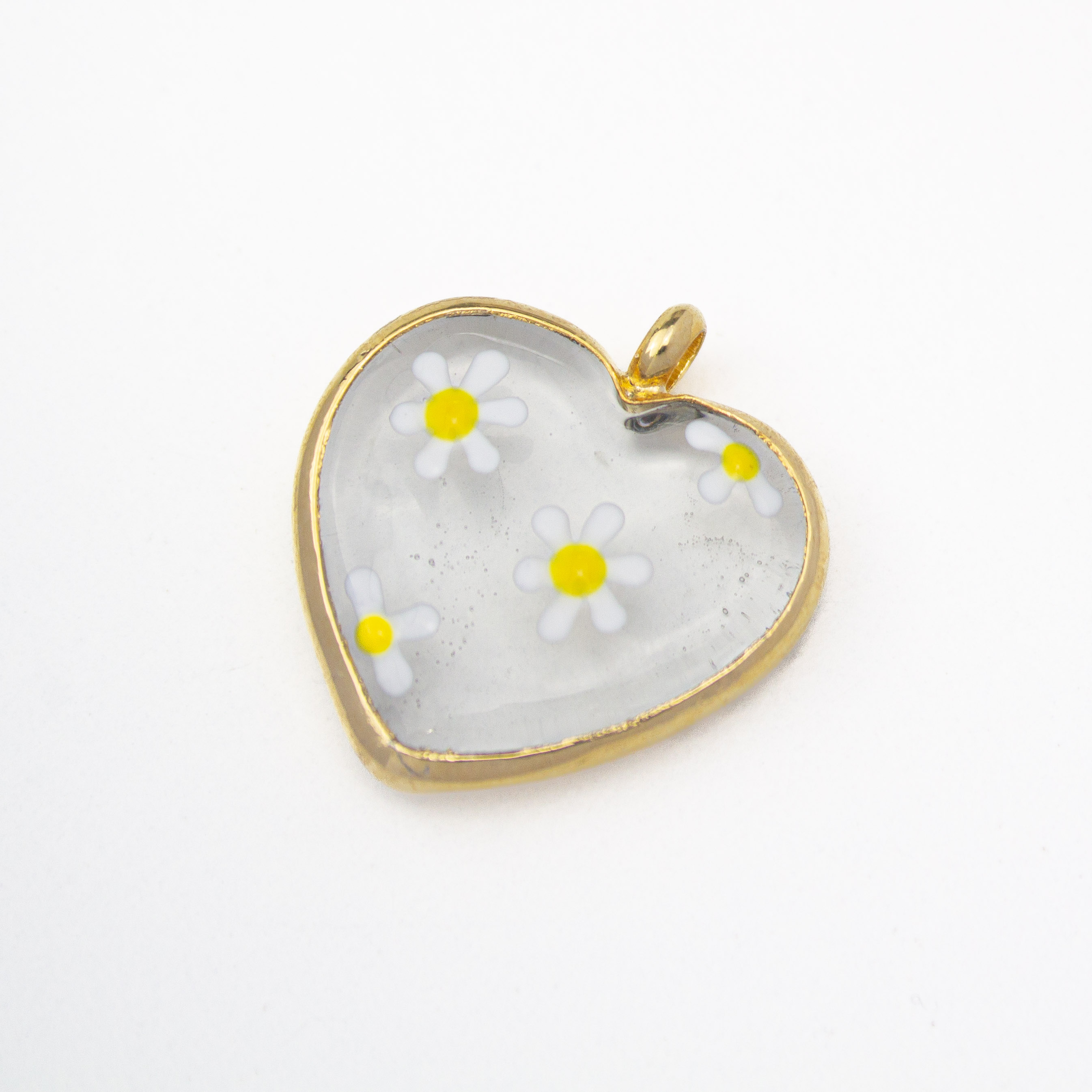 17686 Clear Heart with Flowers Bizel Charm