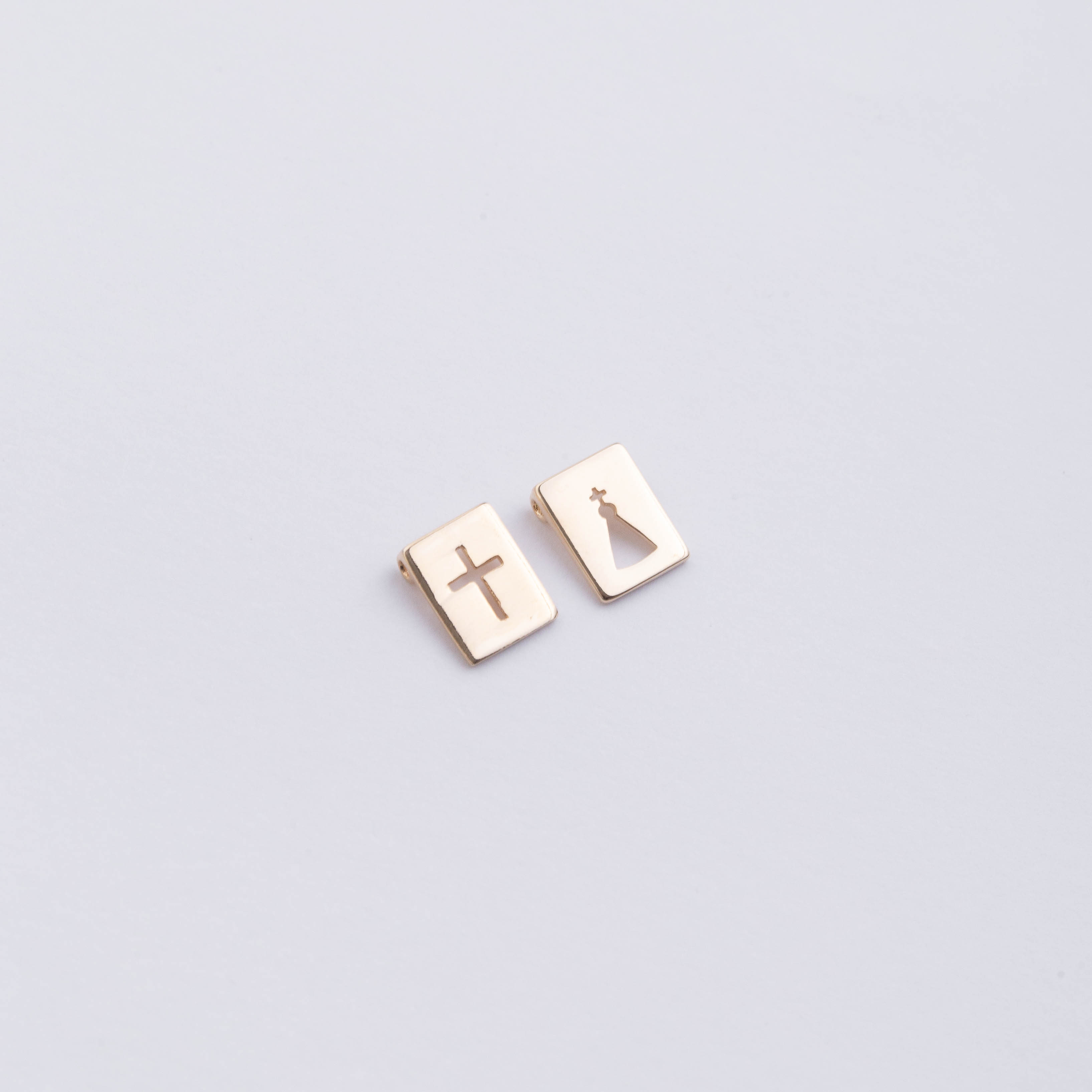 17726 Mini Scapular Cross and Virgin Pendant