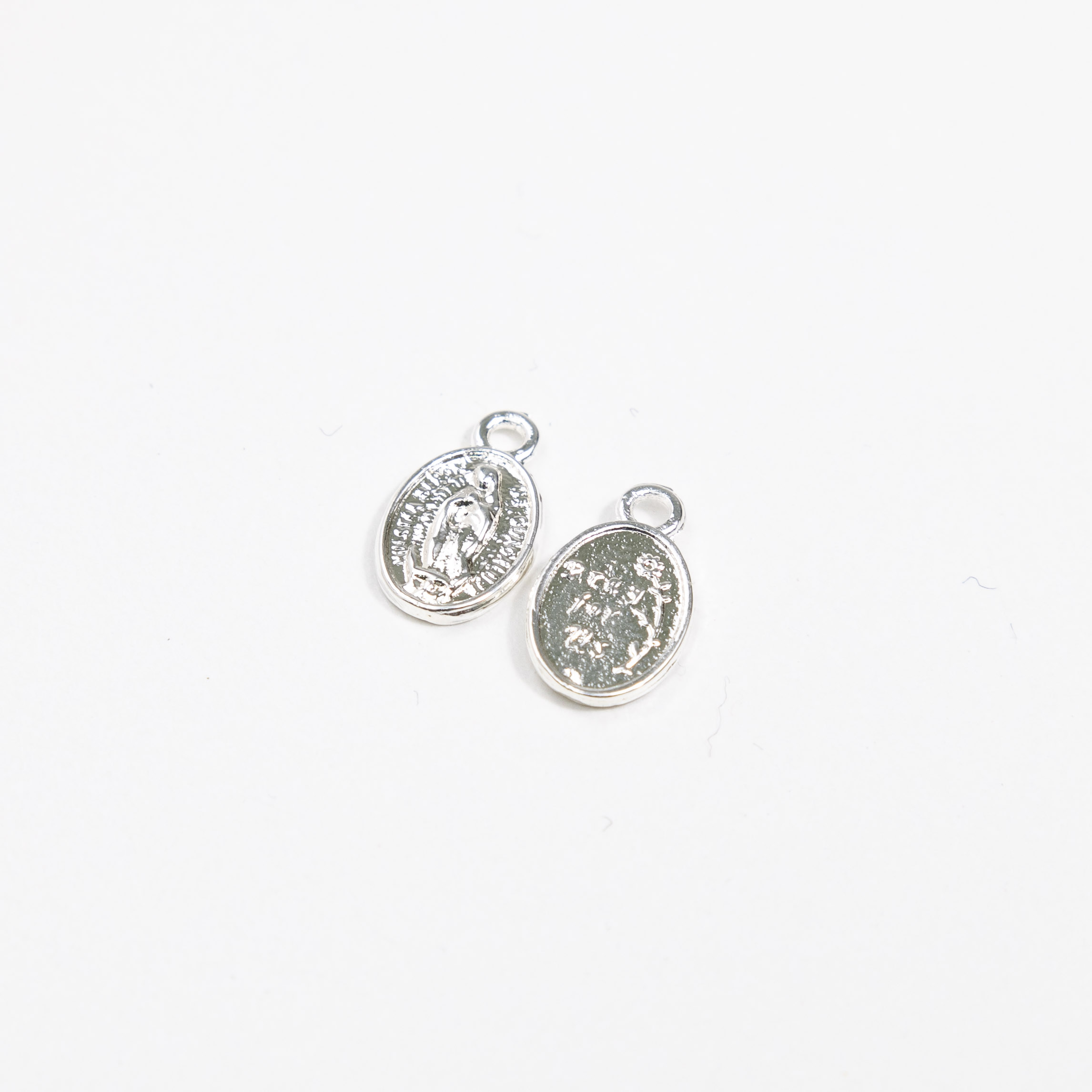 17754  Small Silver Oval Virgin Guadalupe Charm