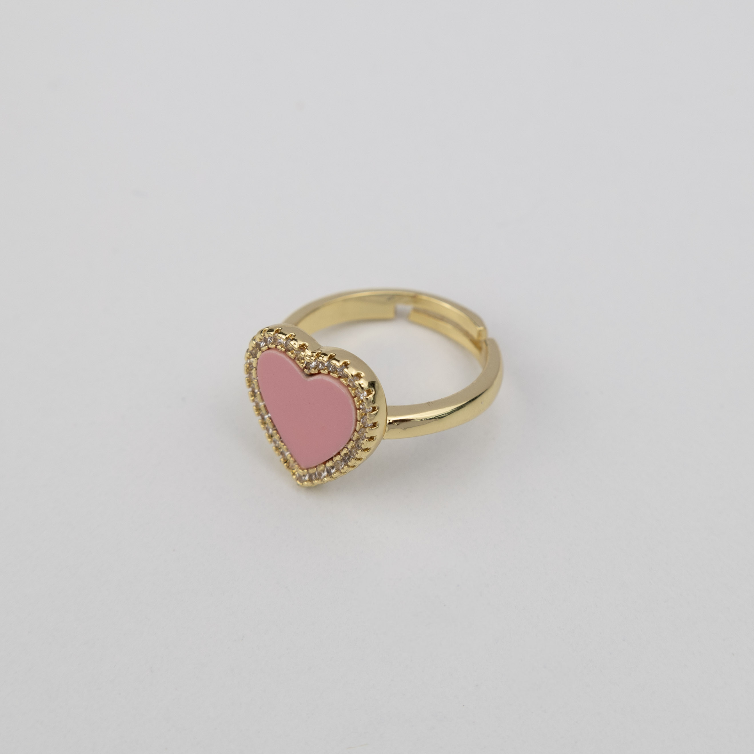 17788 Pink  Heart Ring Micropave