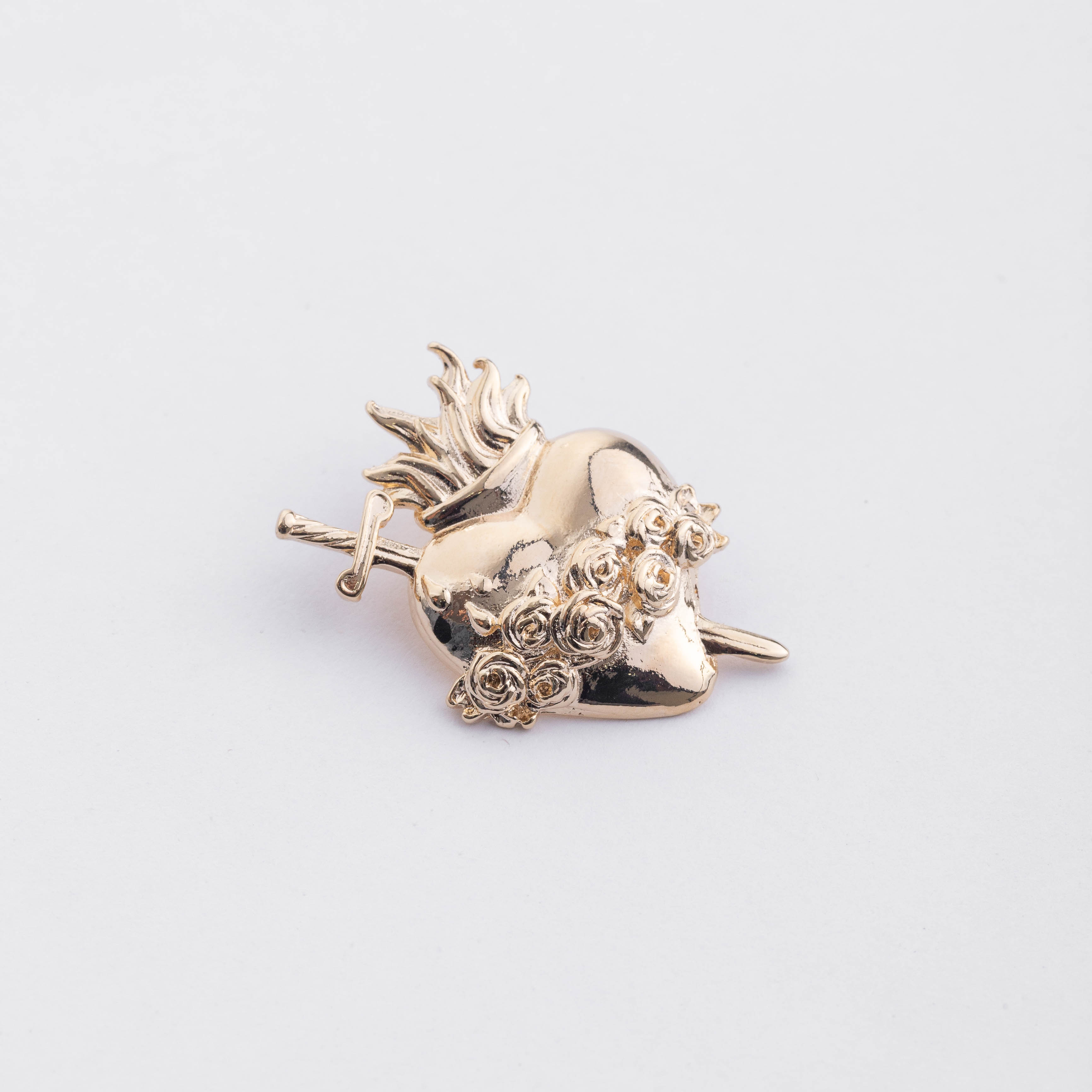 17887  Love Gold Heart with Sword Pendant