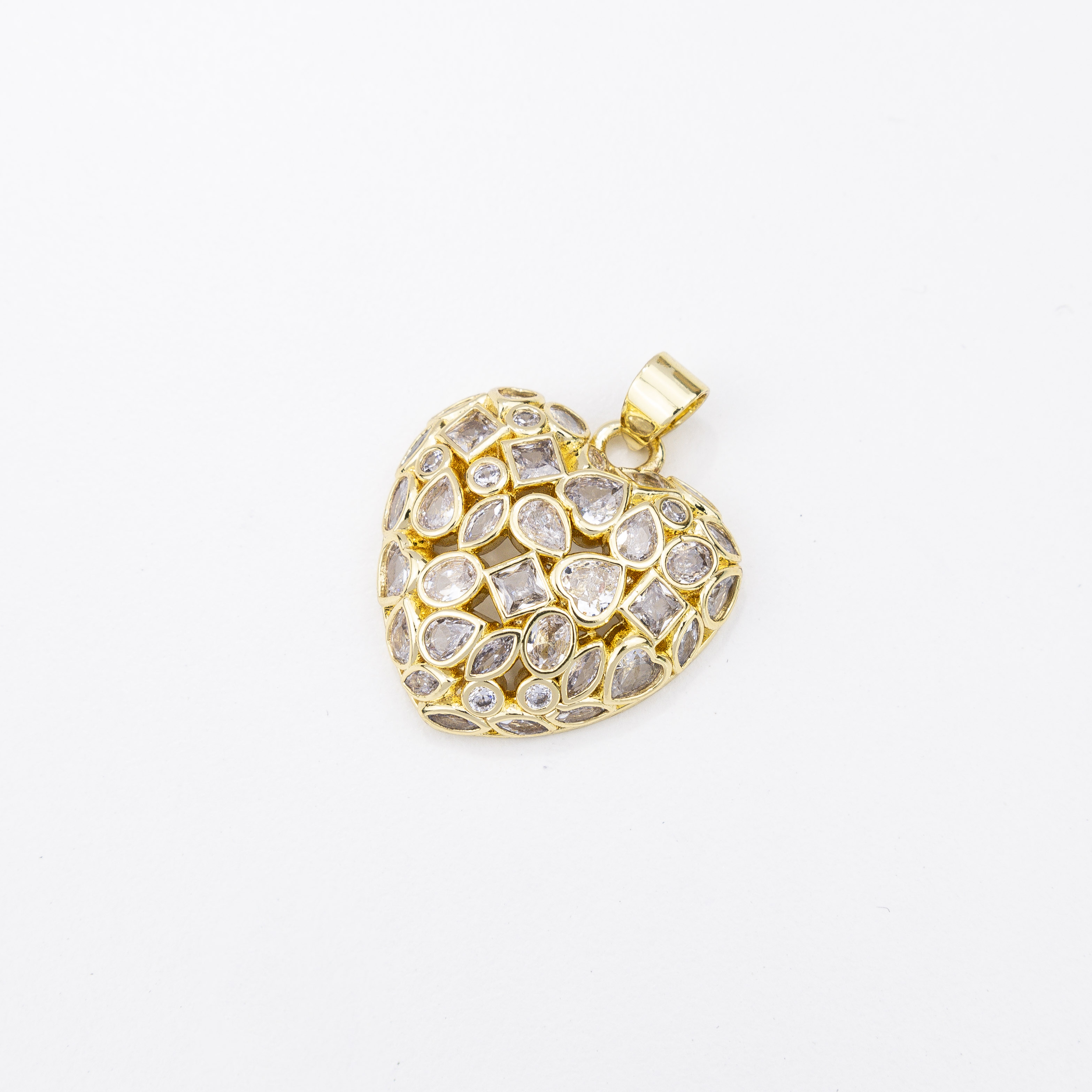 17937 Clear Gold Heart with Micropave Pendant