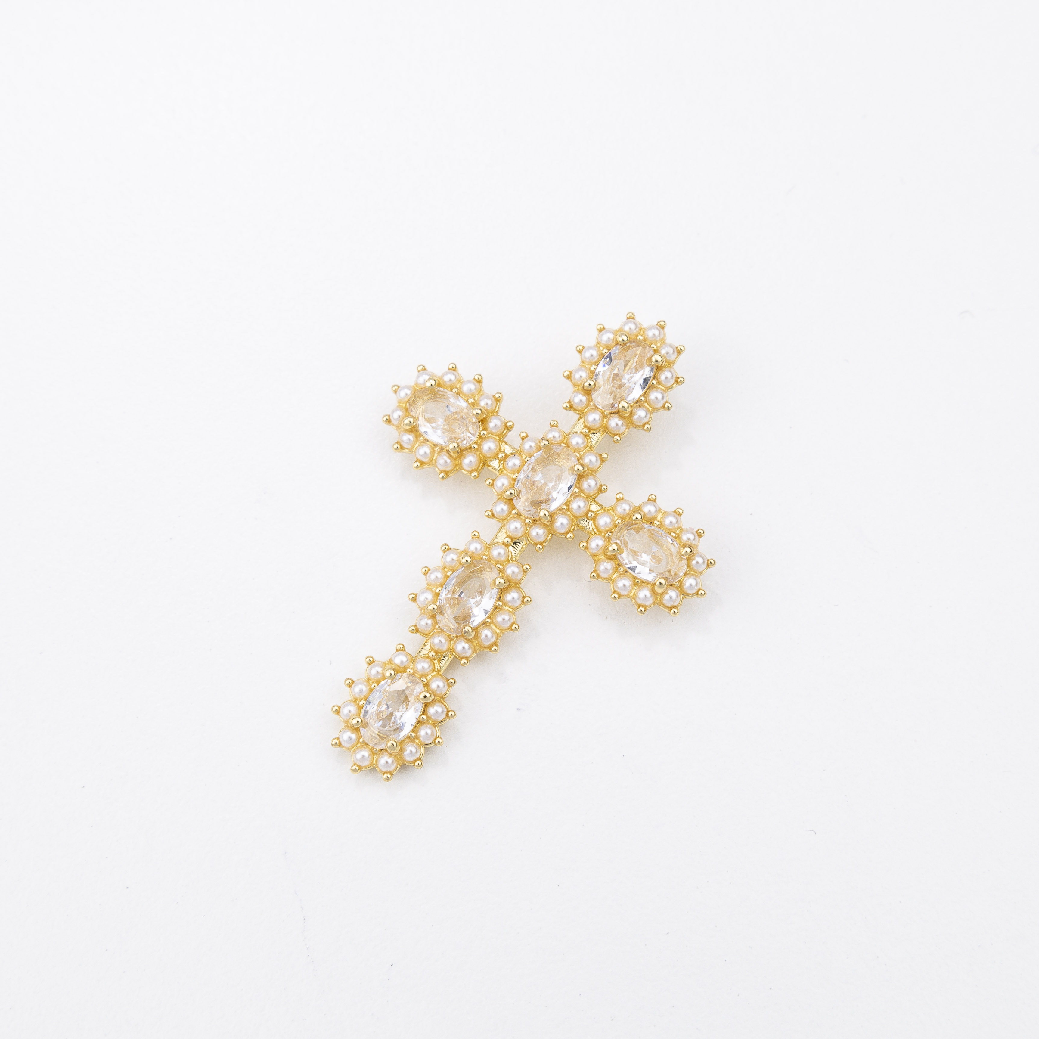 18020 Micropave Cross with Pearls Pendant