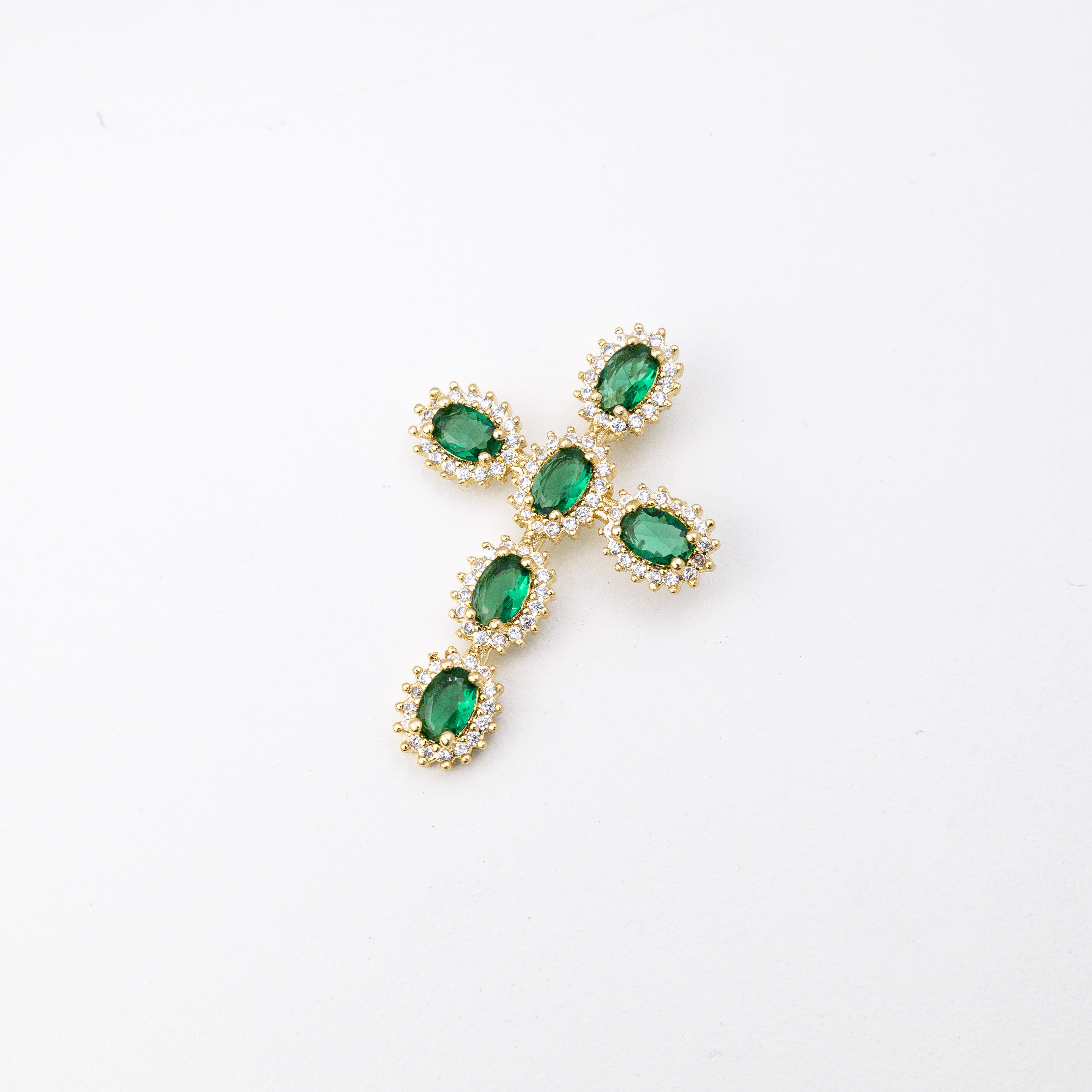 18022 Micropave Green Cross Pendant