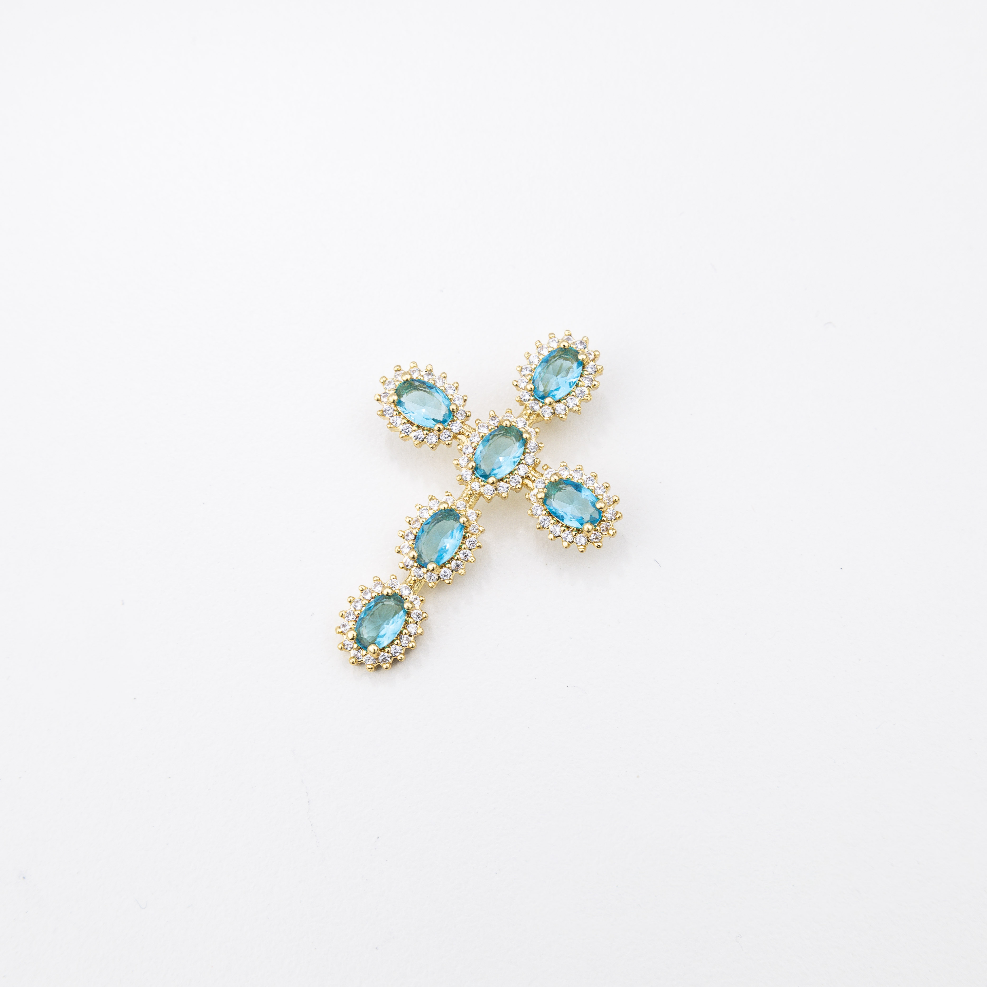 18023 Micropave Light Blue Cross Pendant
