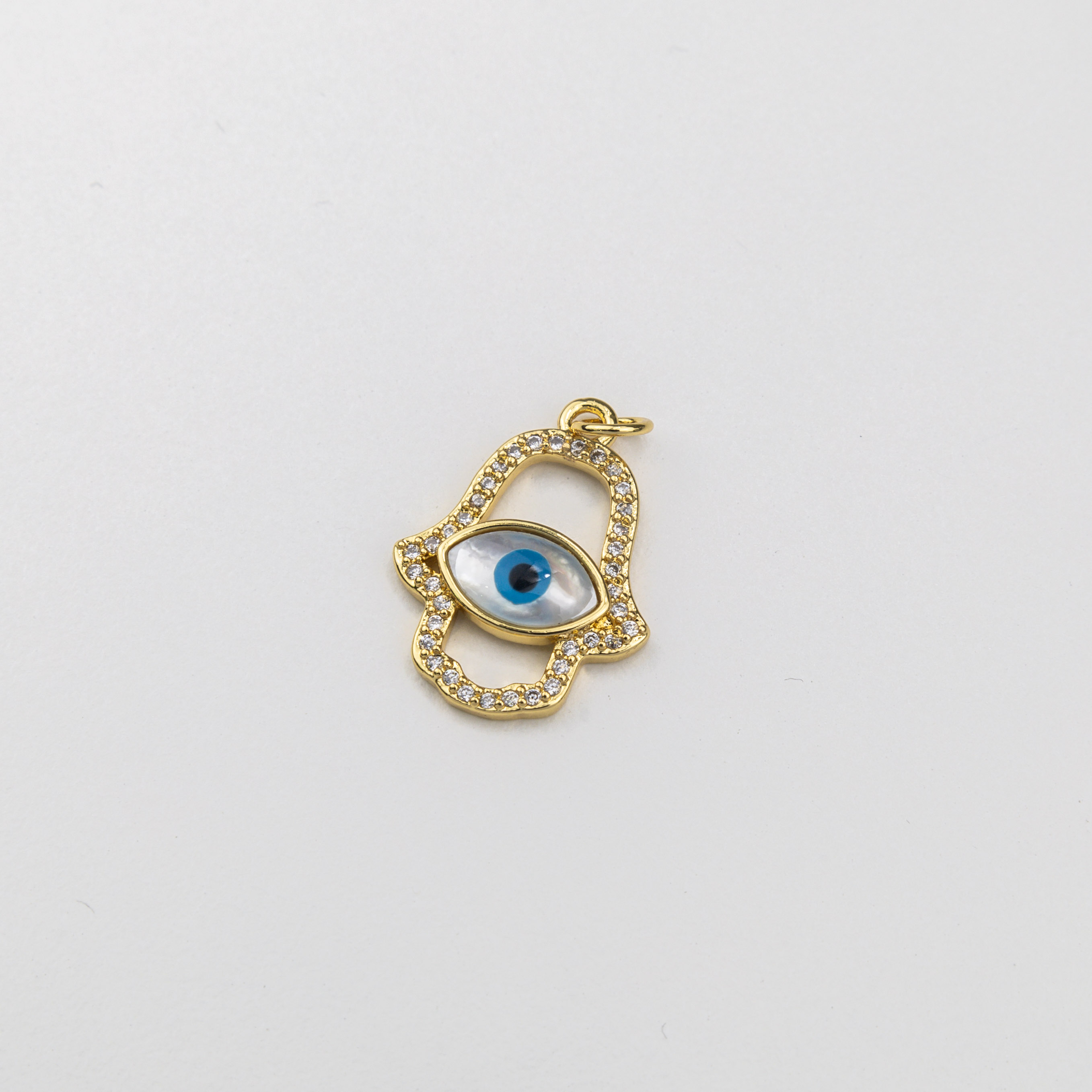 18130 Micropave Hamsa with Evil Eye Pendant