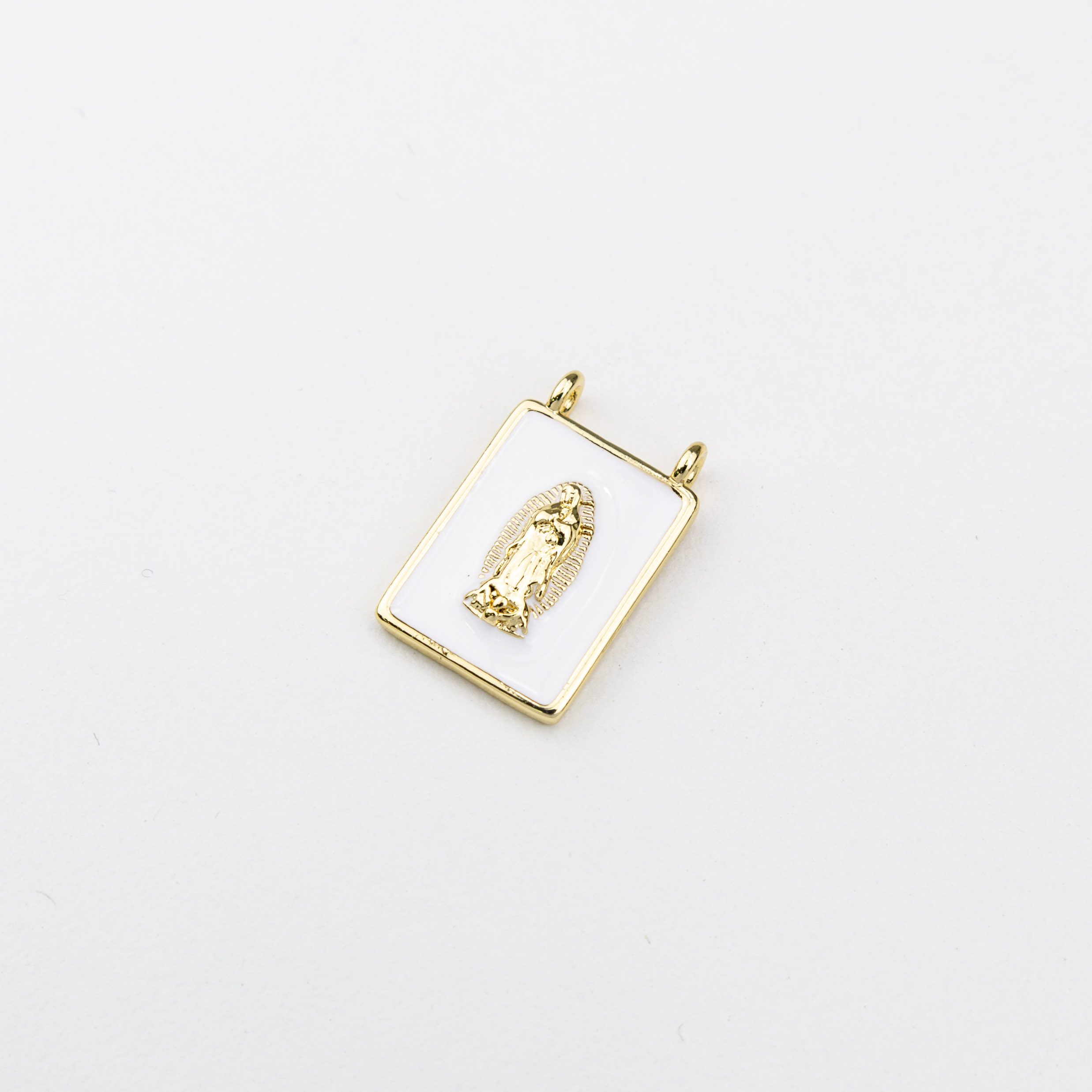 18140 White Scapulary Guadalupe Pendant
