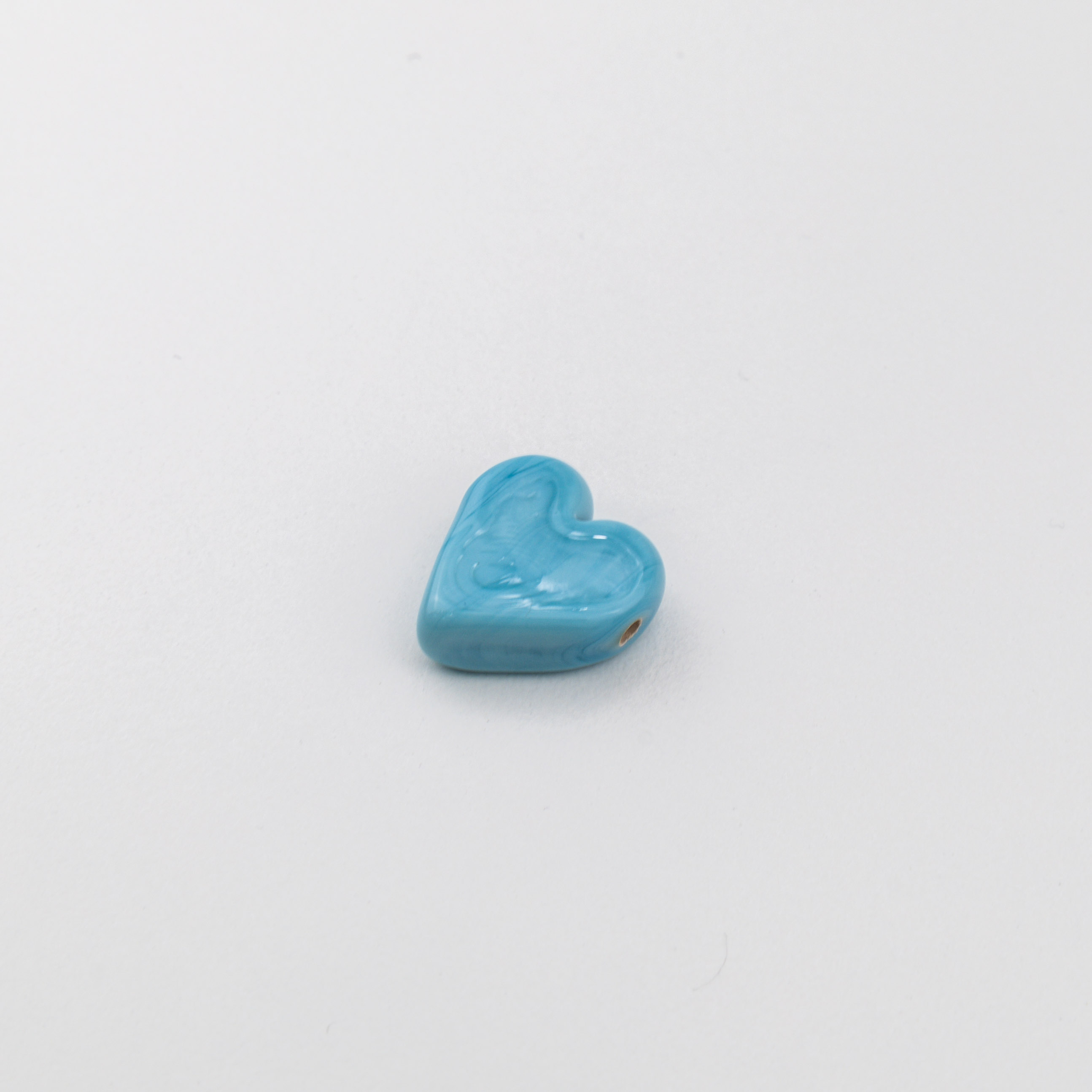 18147 Lblue Heart Murano Spacer