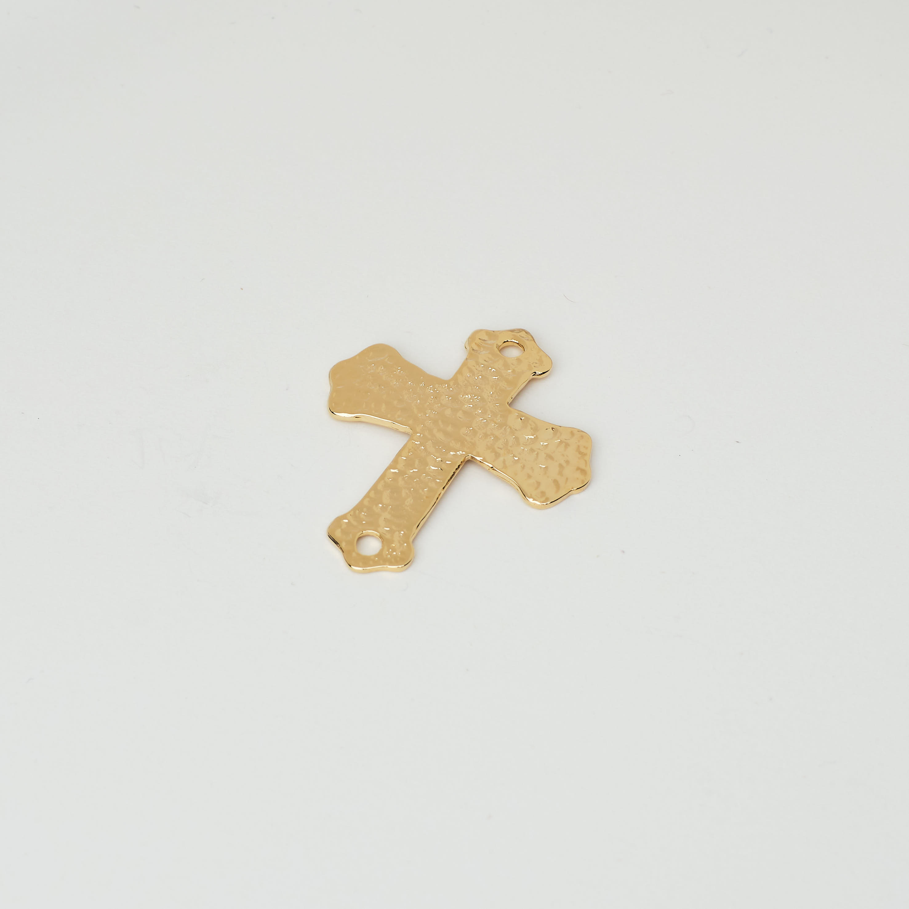 5859 Gold Hammered Cross Charm