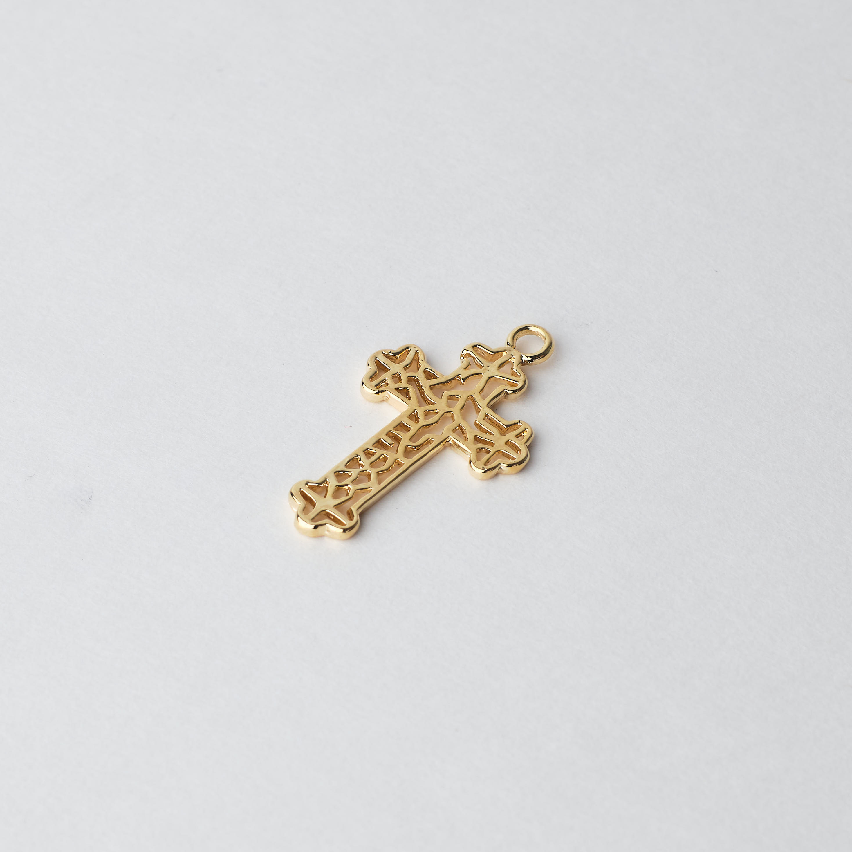 6032  Gold-Plated Cross Filigree Charm
