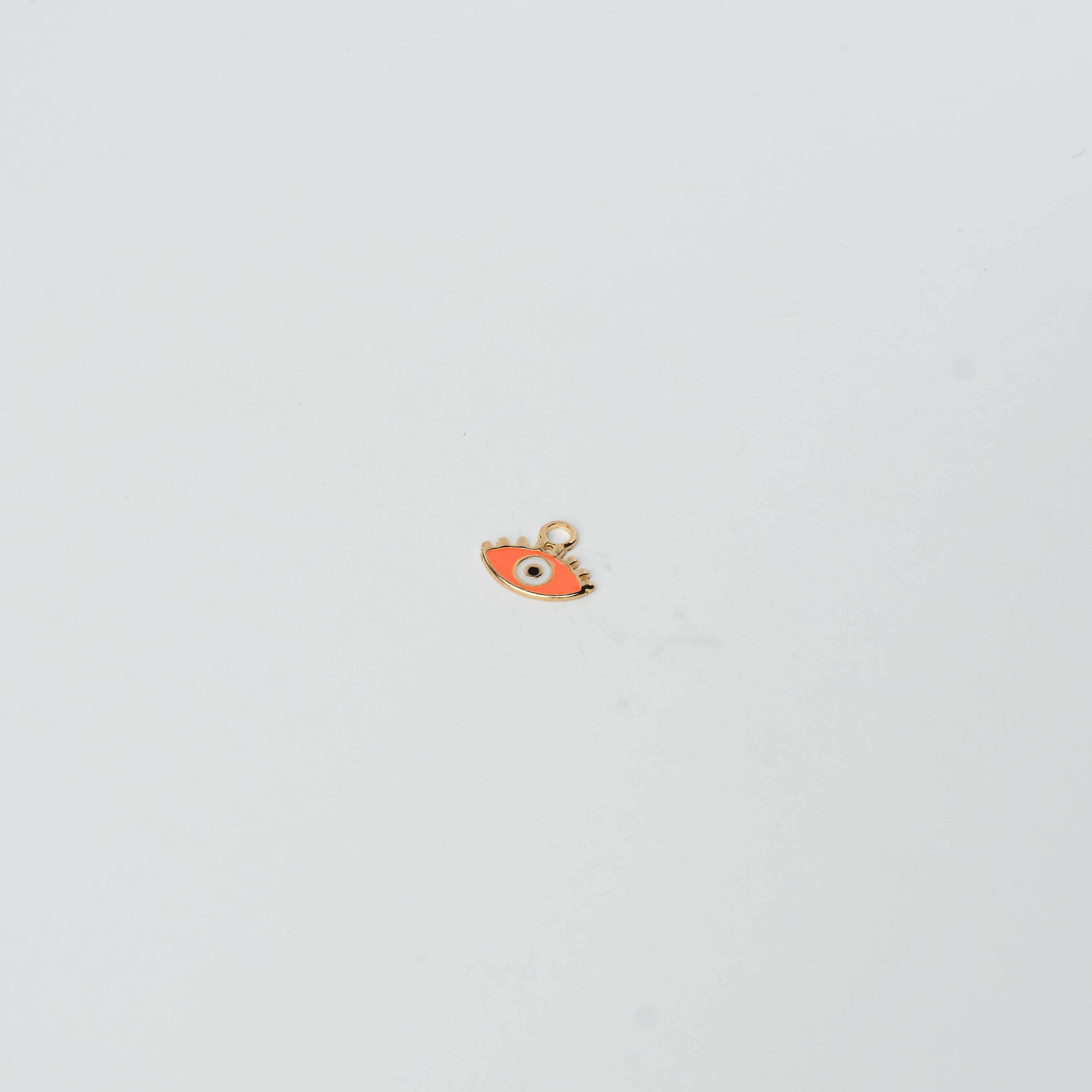 9373 Neon Orange Enamel Evil Eye Pendant